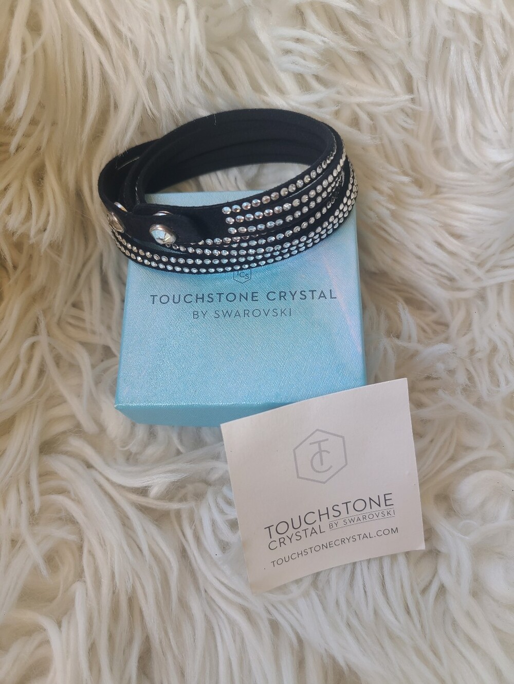 Touchstone Crystal Black Multi‑Wrap Bracelet W/ Clear Crystals - Great Condition